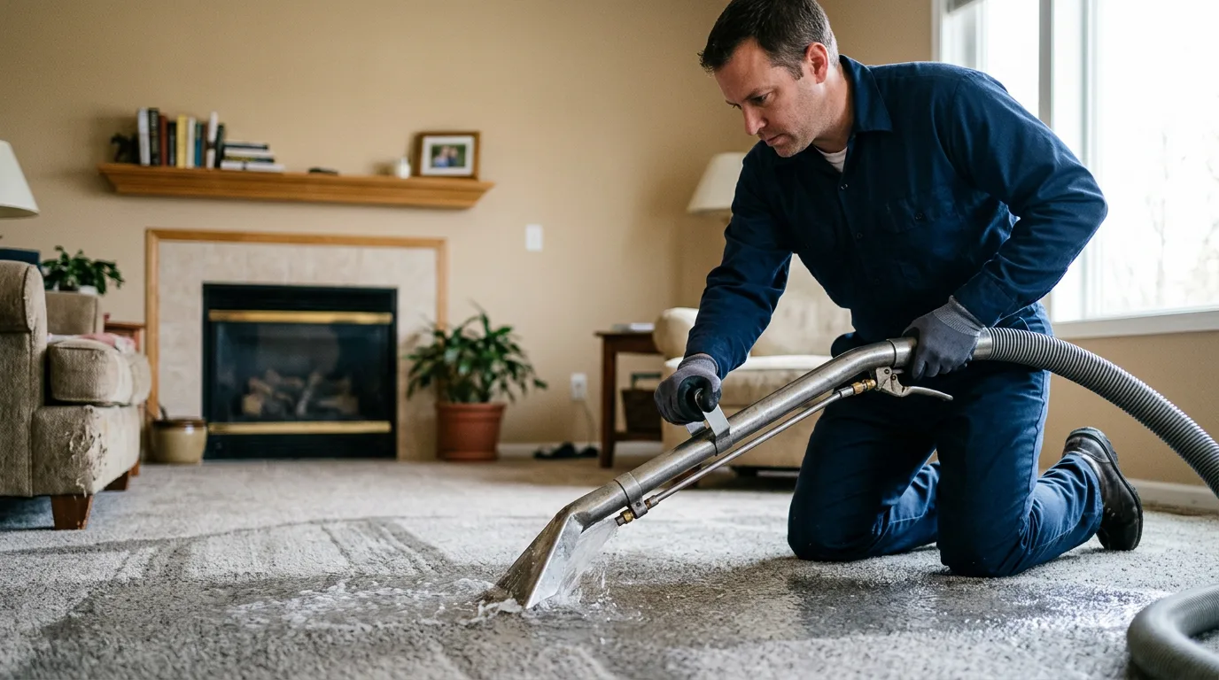 Water damage restoration technician working near Buffalo, OH